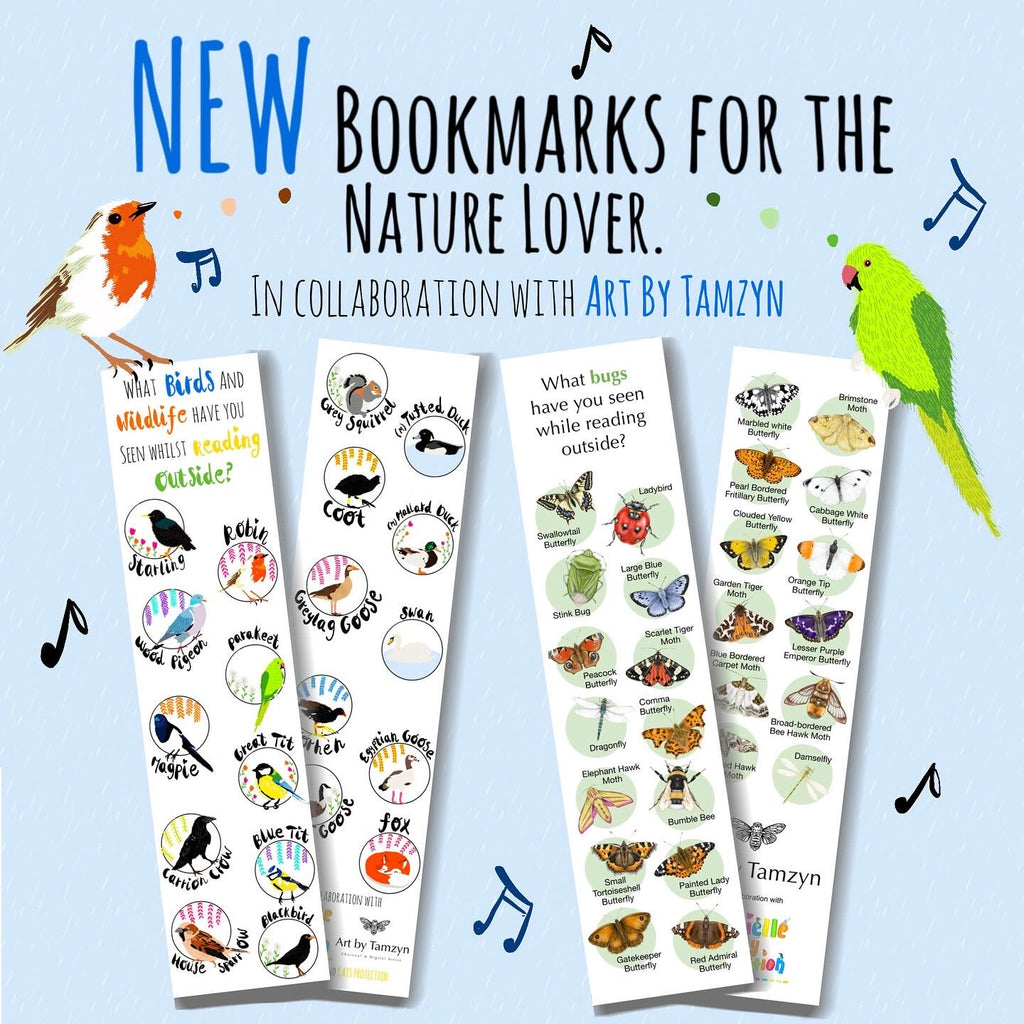 British Garden Birds and Butterfly Bookmarks In Collaboration with Art By Tamzyn